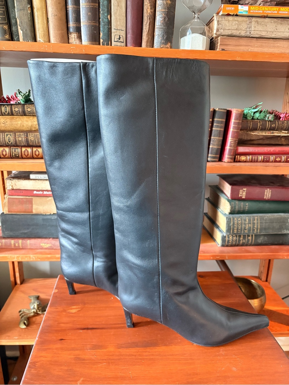 Topshop Black Over-the-Knee Pointed-Toe Boots